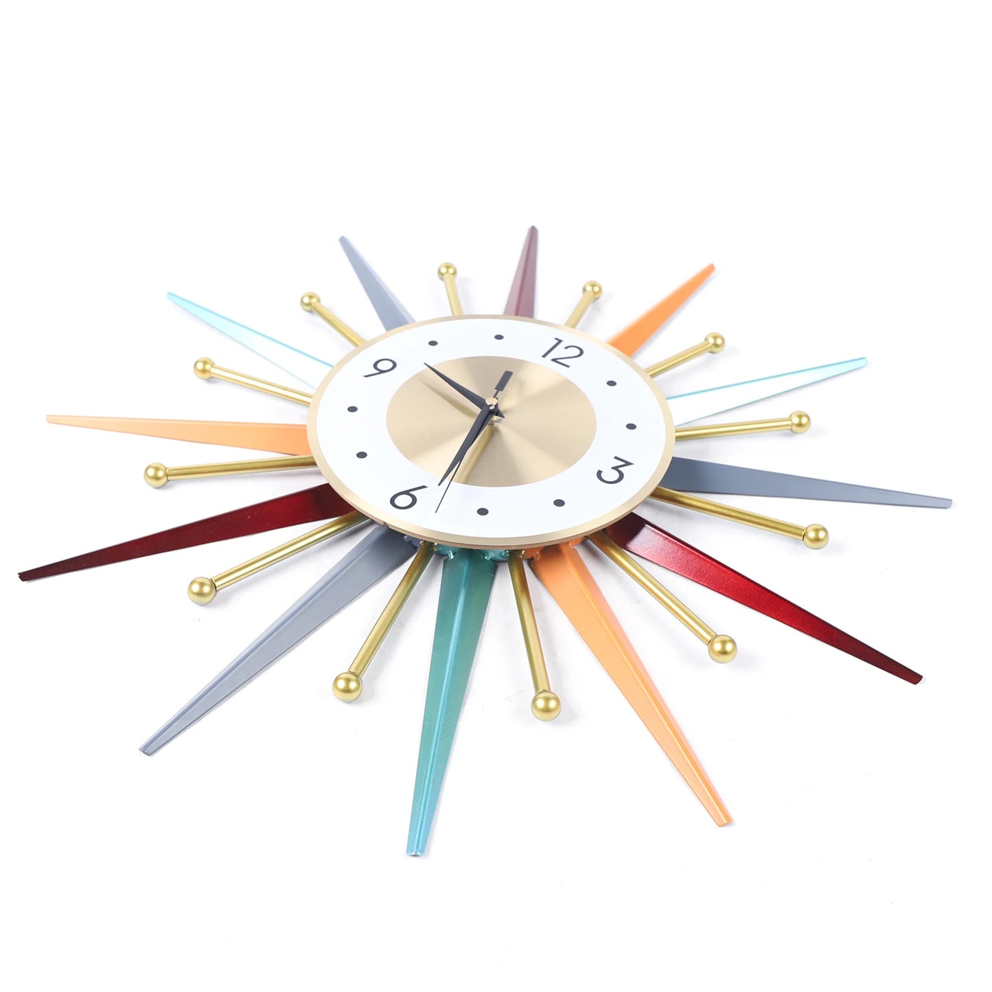 Wall Clock 22", Mid Century Wall Clock, Starburst Modern Decor