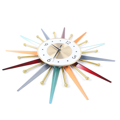 Wall Clock 22", Mid Century Wall Clock, Starburst Modern Decor