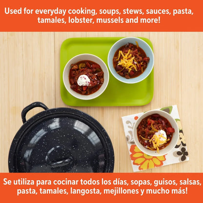Durable Enamel Stock Pot, Oven Safe Steel Cooking Pot, Versatile