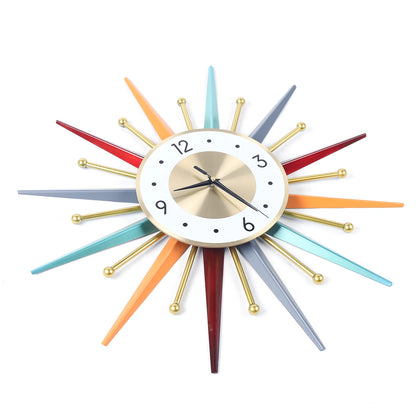 Wall Clock 22", Mid Century Wall Clock, Starburst Modern Decor