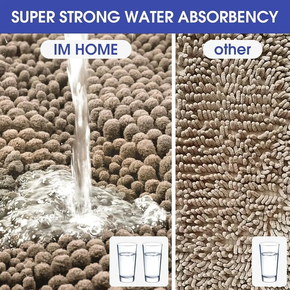 Ultra Soft Chenille Bath Rugs, Non Slip Absorbent Bathroom Mat Set