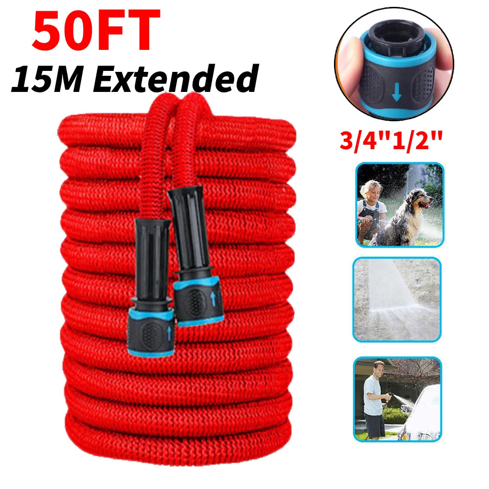 25FT Extendable Garden Water Hose Durable TPE High Pressure Hose