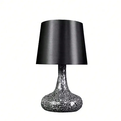 14.17" Mosaic Tiled Glass Genie Table Lamp W/Satin Look Fabric Shade