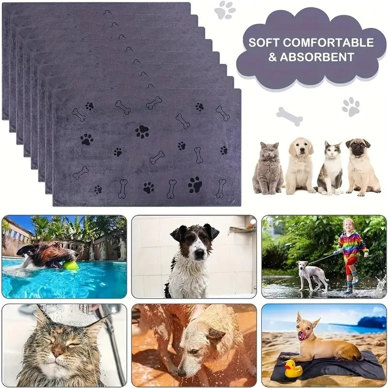 2pcs Soft Microfiber Dog Towels-Quick Dry, Absorbent Pet Bath & Grooming Towels