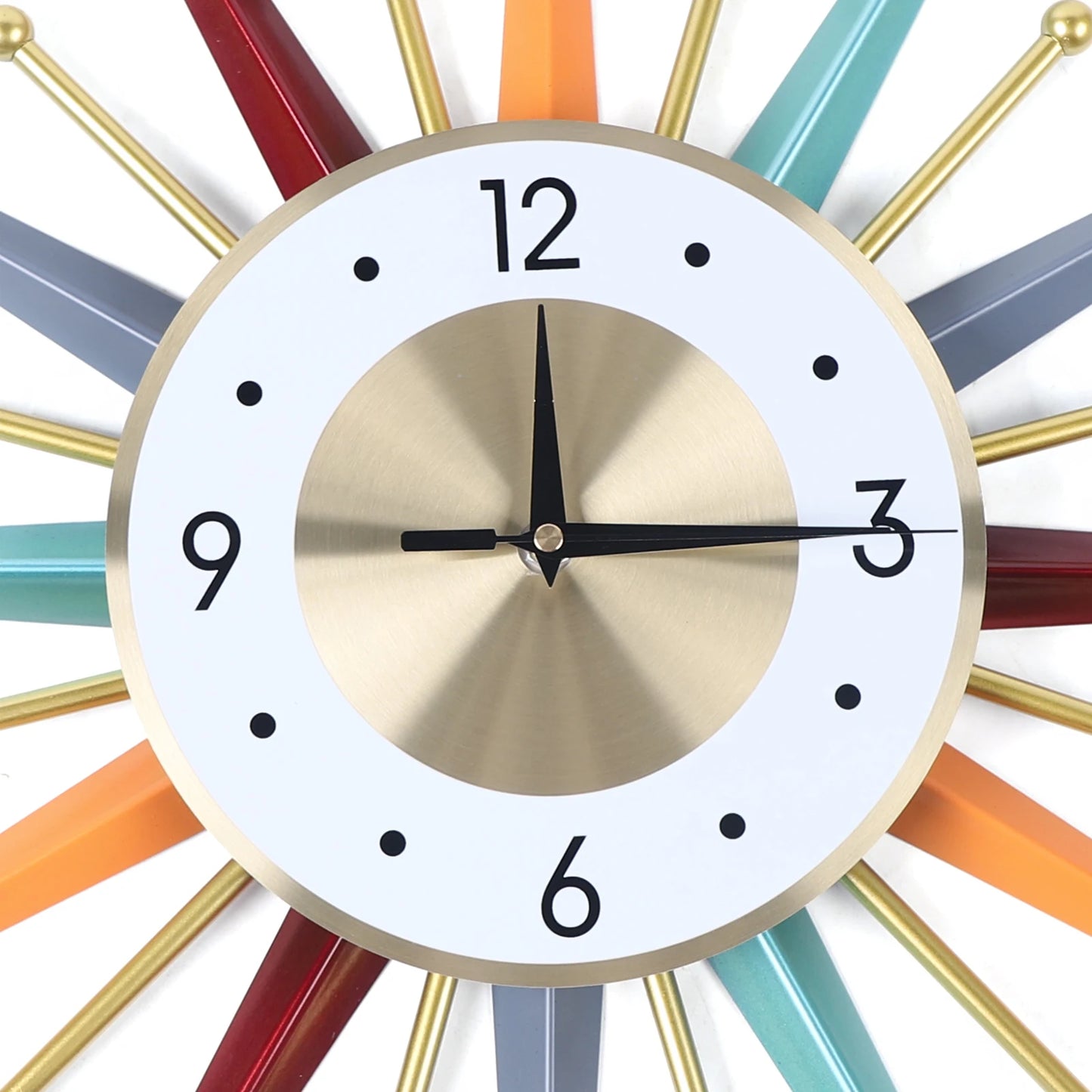 Wall Clock 22", Mid Century Wall Clock, Starburst Modern Decor