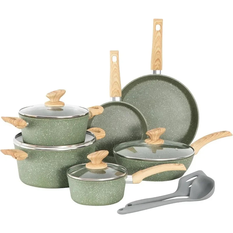 Pots and Pan Set Non stick Granite Cookware