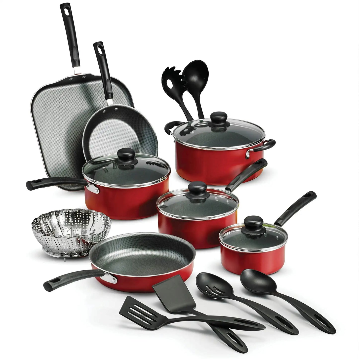 Stainless Steel nonstick Cookware W/Lids, Spoons, Ladle, Turners  18 Piece Set