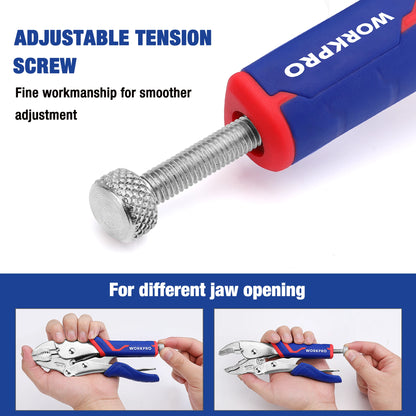 2 piece Locking Pliers Set CR-V Steel 7" Curved Jaw, Long Nose Locking Pliers 6-1/2"