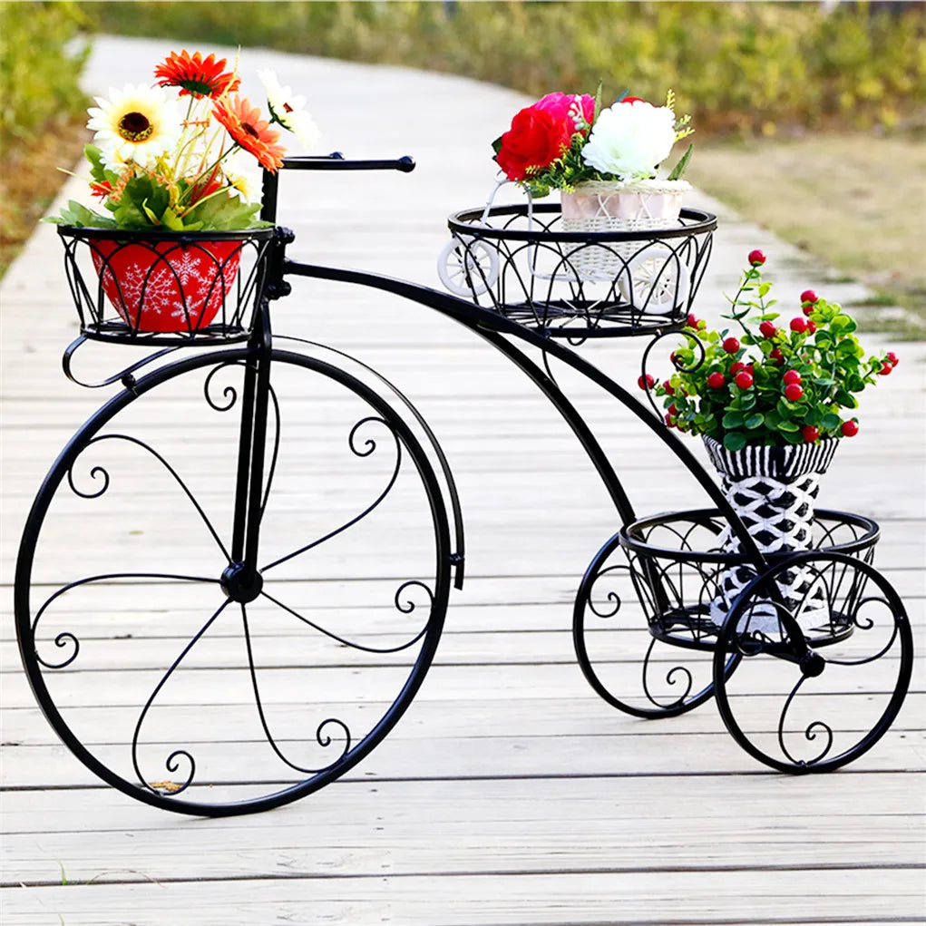 3 Tier Bicycle Plant Stand Wrought Iron Tricycle Planter