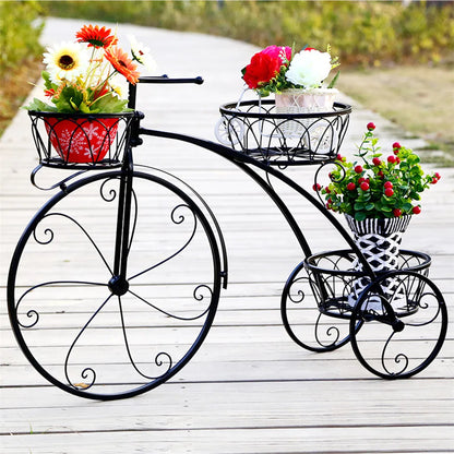3 Tier Bicycle Plant Stand Wrought Iron Tricycle Planter