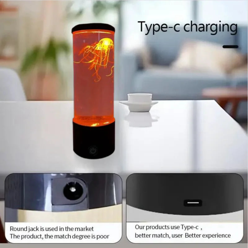 Ocean Night Light W/Floating Jellyfish-Aquarium Mood Lamp for Bedroom