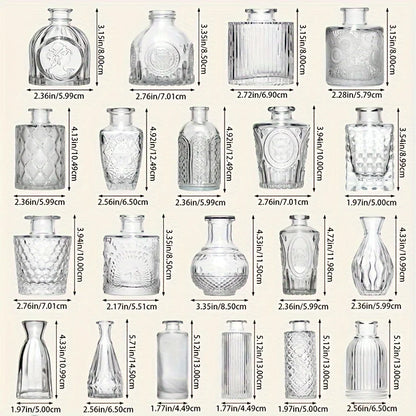 Glass Bud Vases, Bulk, 30 piece set, Cute Vintage Glass