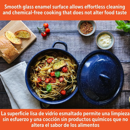 Durable Enamel Stock Pot, Oven Safe Steel Cooking Pot, Versatile