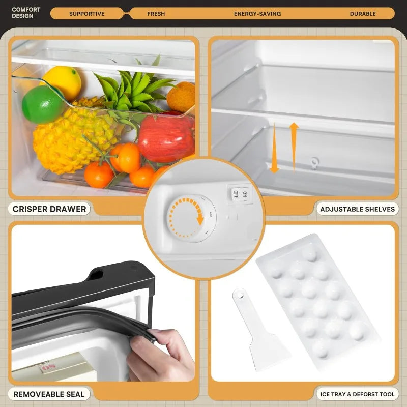 4.5 Cu.Ft Mini Fridge with Freezer, Small Refrigerator W/2 Doors for Kitchen, Dorm, Office