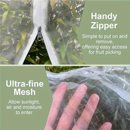 Fruit Tree Netting Covers W/Zipper & Drawstring Closure. Heavy-Duty PE Proof Net