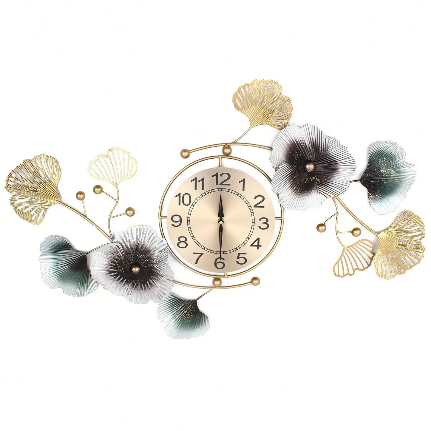Large Luxury Ginkgo Leaf Mute Wall Clock 90*45cm