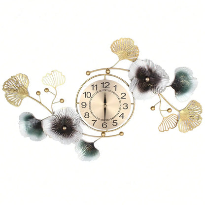Large Luxury Ginkgo Leaf Mute Wall Clock 90*45cm
