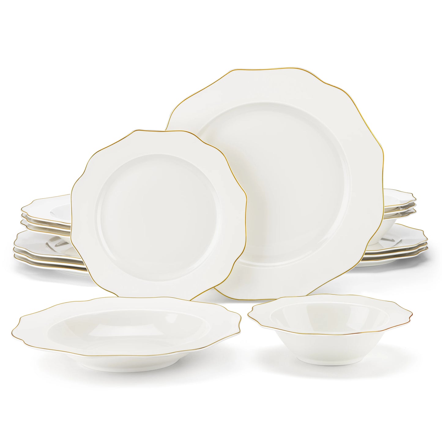 16 Piece Nordic European White Porcelain Tableware Set
