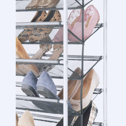 10 Tier 60-Pair Metal and Mesh Rolling Shoe Rack, Home Shoe Storage