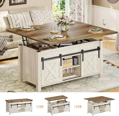 Lift Top Coffee Table, 4 in 1 Multi-Function Convertible Table W/Storage