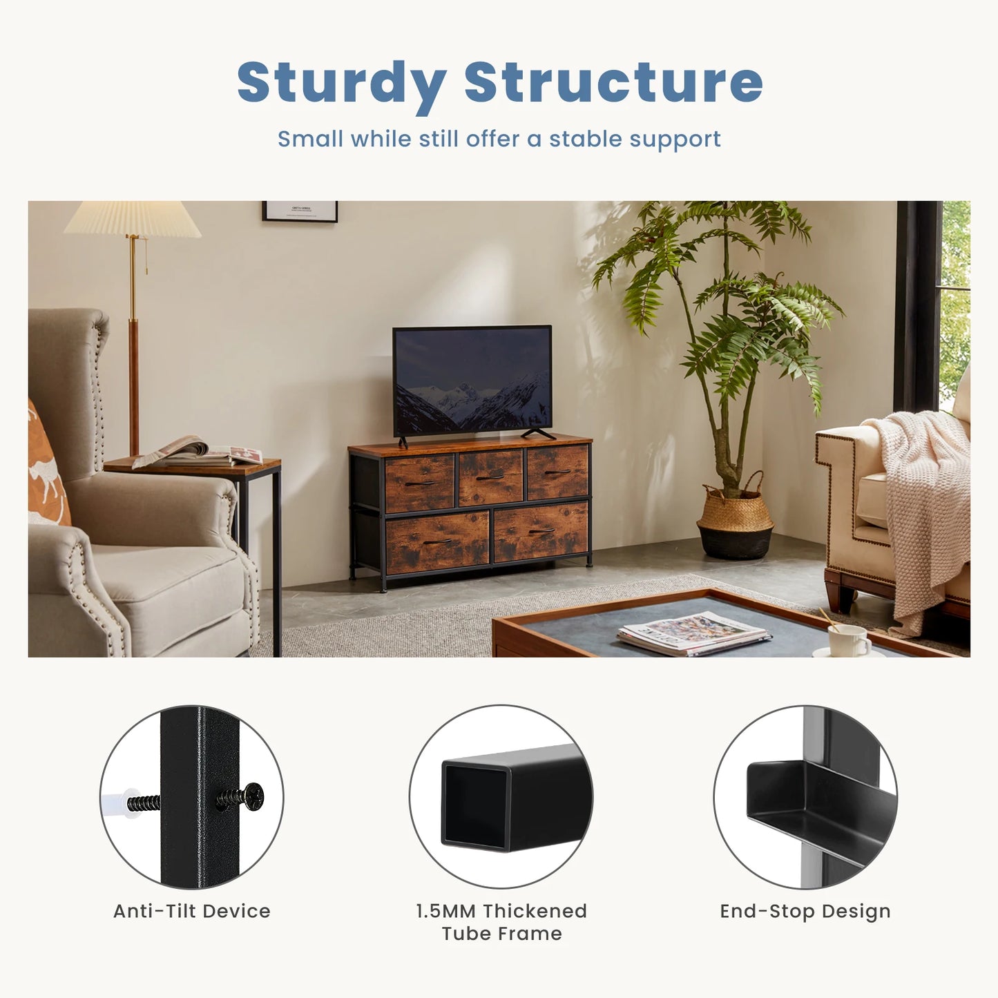 JHK Display Cabinet layers W/5 Drawers