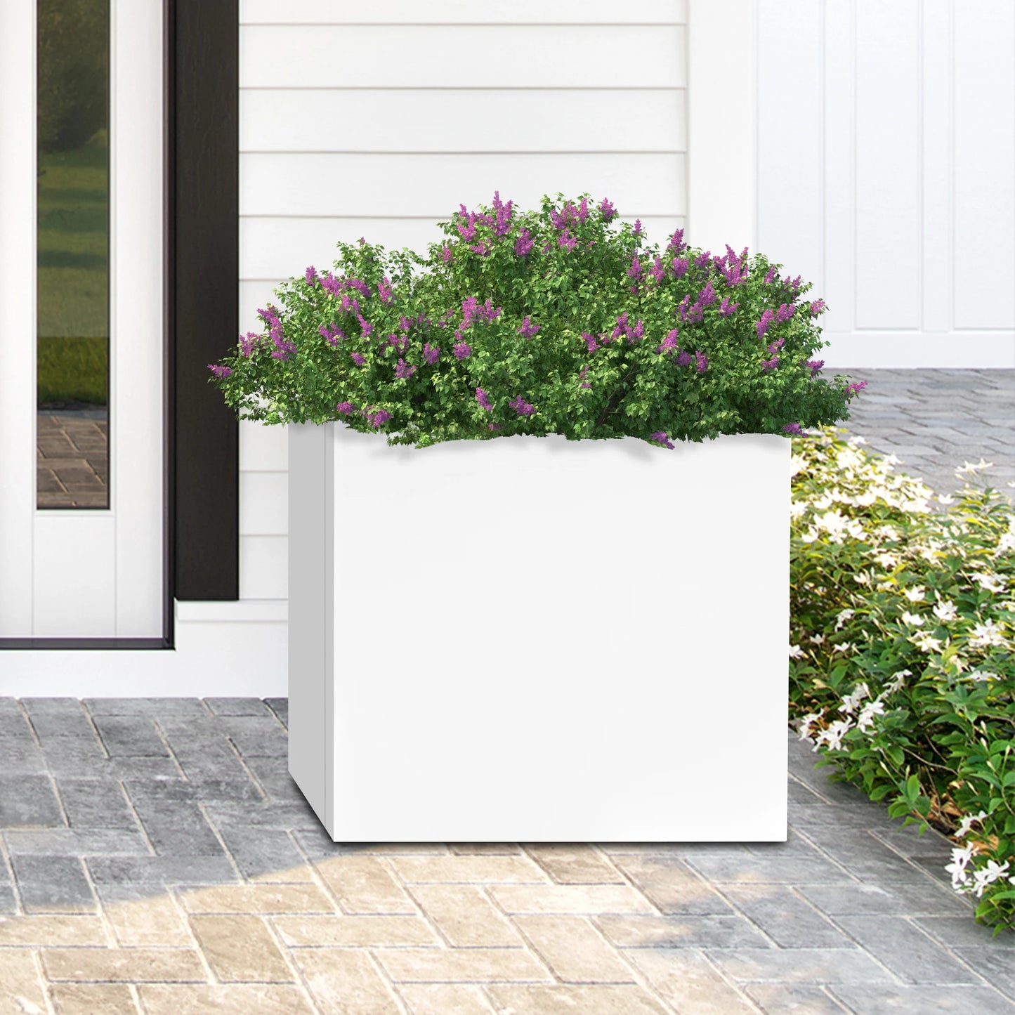 20" Square Metal Planting Box - Black Cube, Indoor/Outdoor Planter