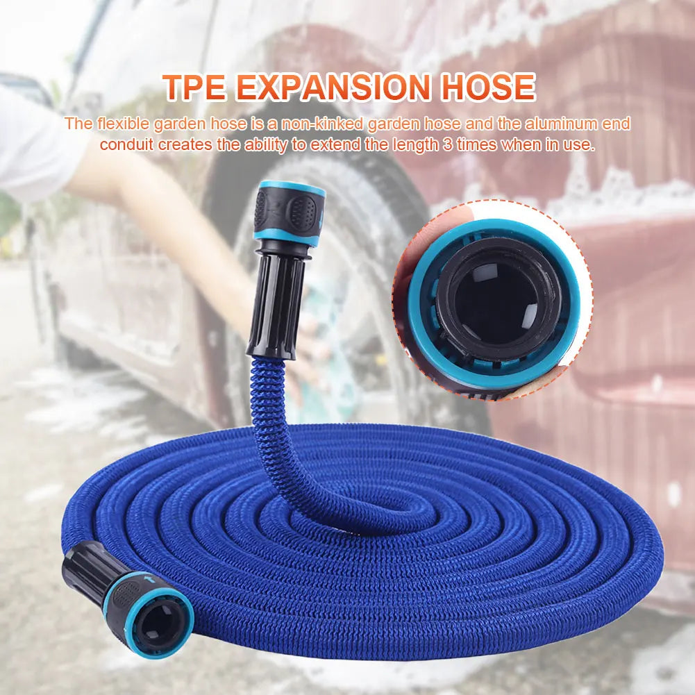 25FT Extendable Garden Water Hose Durable TPE High Pressure Hose