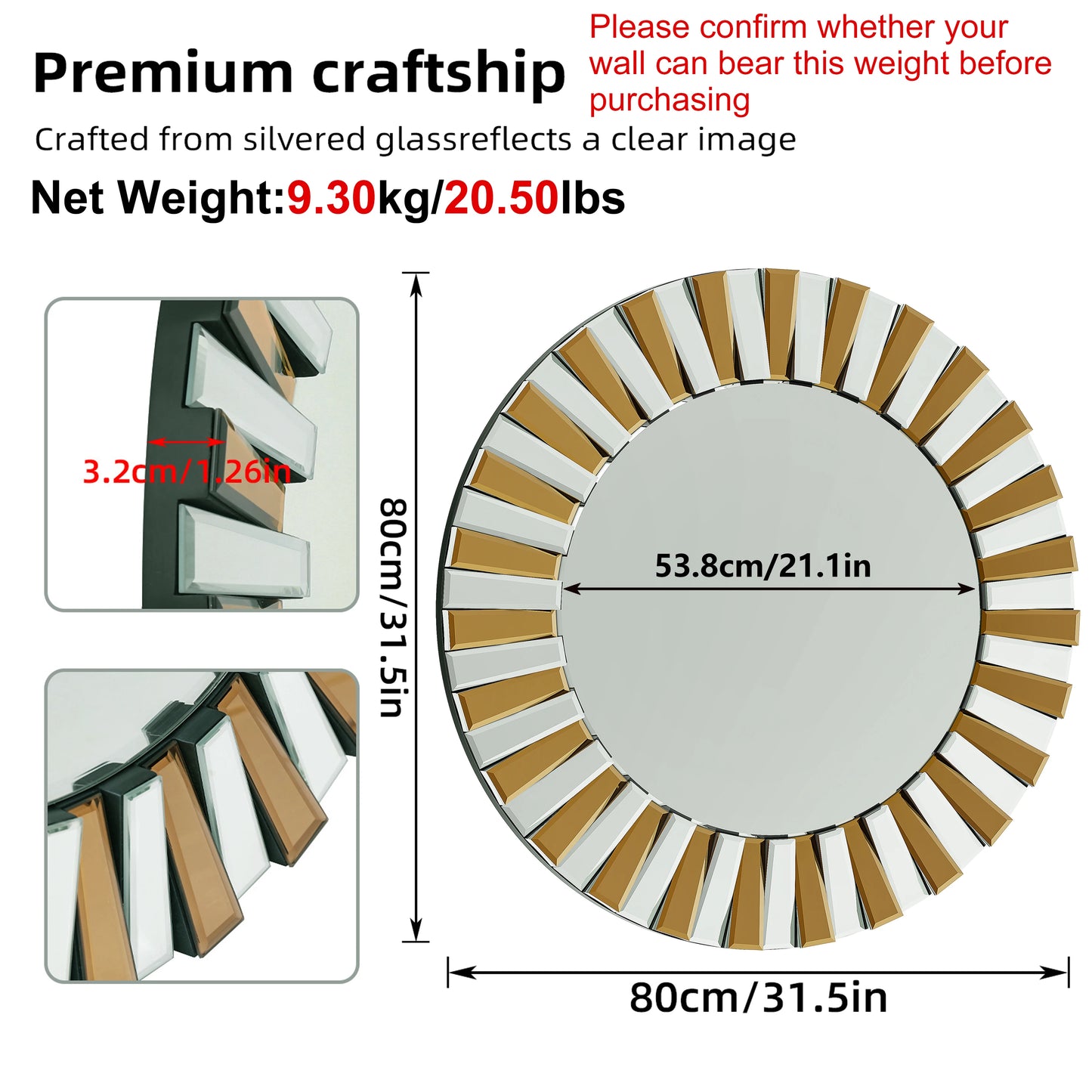Round Starburst Wall Mirror Gorgeous Tawny Accent