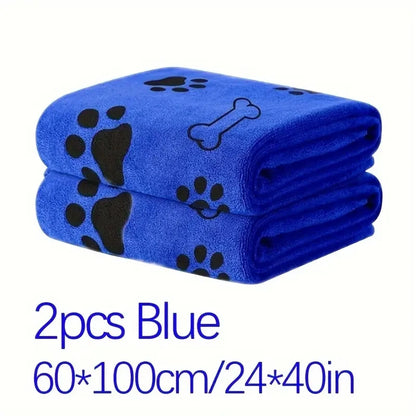 2pcs Soft Microfiber Dog Towels-Quick Dry, Absorbent Pet Bath & Grooming Towels