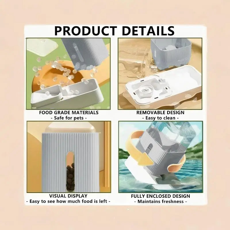 3.5L Large Capacity Automatic Dog-Cat Feeder and Water Dispenser/All in One Gravity Pet Feeding Set