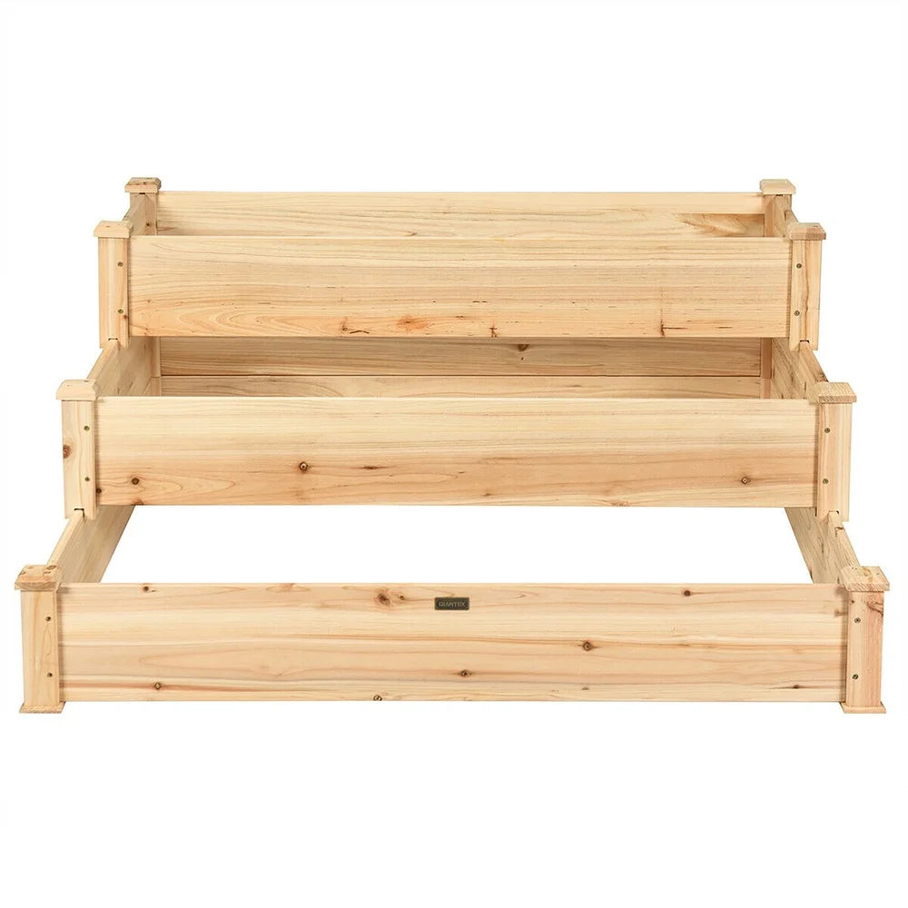 3 Tier Wooden Elevated Vegetable/Flower Garden Bed Planter Kit