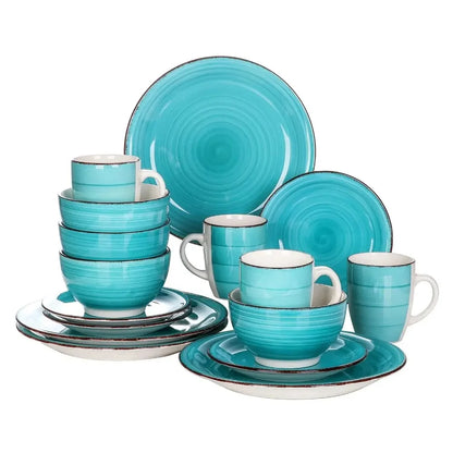 16PCS Porcelain Dinnerware Set, Vintage Ceramic Plate Set
