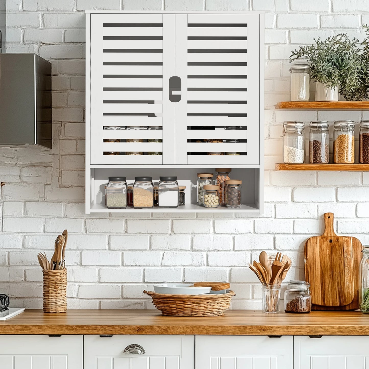 Wall Cabinet Bathroom Storage, Adjustable Shelves inside, Medicine or Utility Cabinet