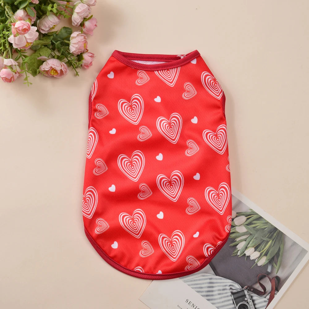 Pet Cat Dog Best Summer Puppy Clothes For Small Medium Dogs, T-shirt Valentines Day