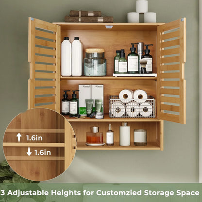 Wall Cabinet Bathroom Storage, Adjustable Shelves inside, Medicine or Utility Cabinet