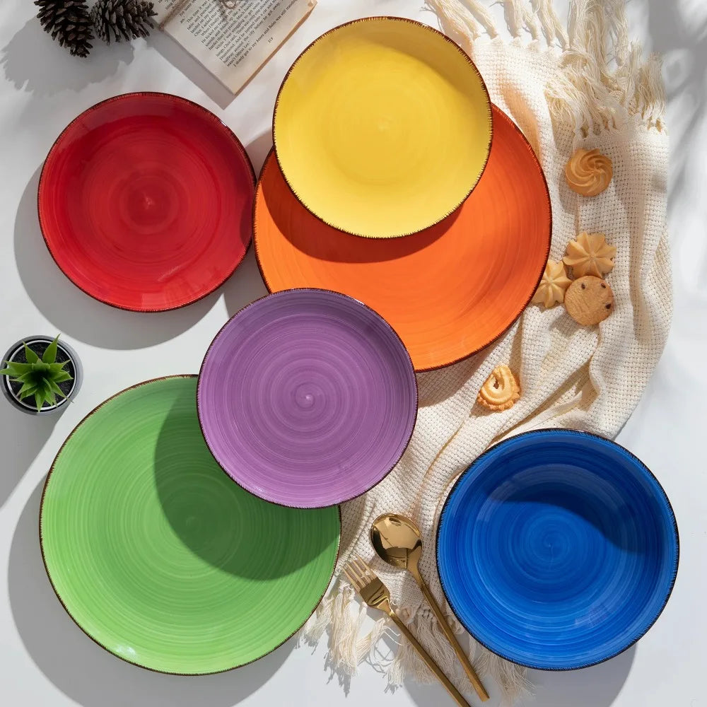 Mix Color Ceramic Tableware 18pcs Dinnerware Set