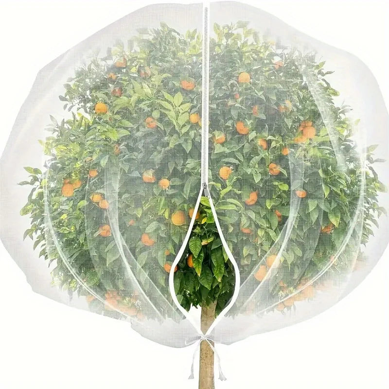 Fruit Tree Netting Covers W/Zipper & Drawstring Closure. Heavy-Duty PE Proof Net