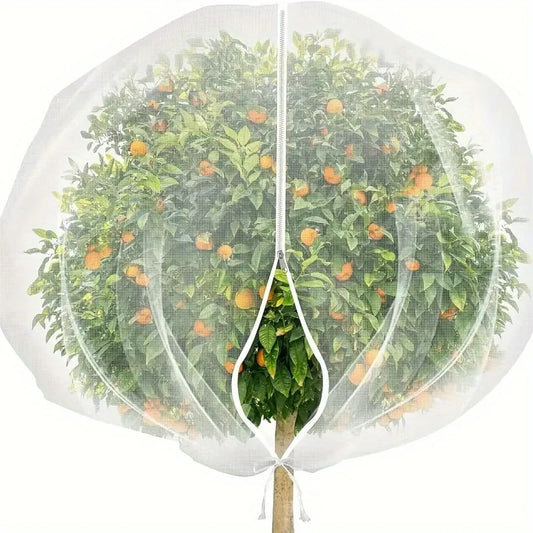 Fruit Tree Netting Covers W/Zipper & Drawstring Closure. Heavy-Duty PE Proof Net