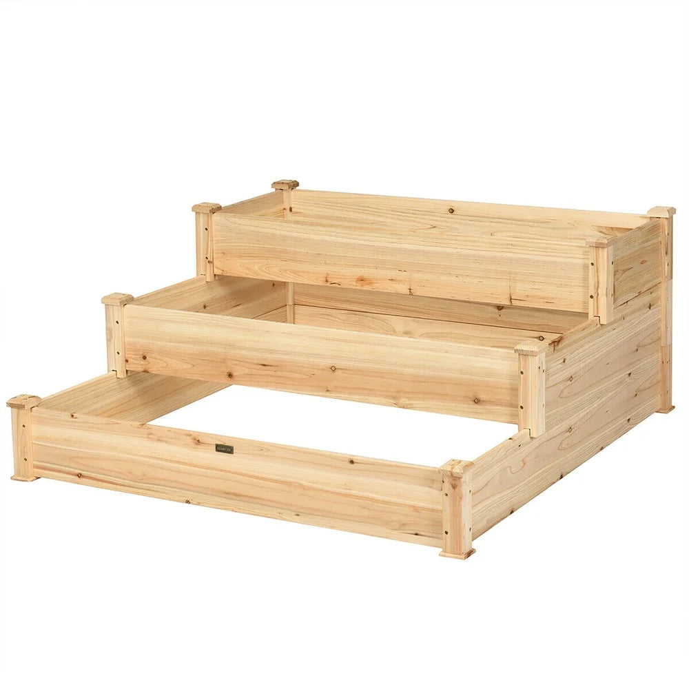 3 Tier Wooden Elevated Vegetable/Flower Garden Bed Planter Kit