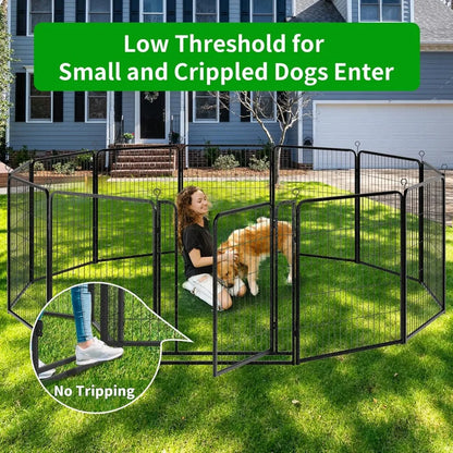 Dog Playpen Outdoor Extra Wide 12 Panels Heavy Duty Anti-Rust Coating Dog Fence 40" Height