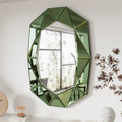 Large Modern Accent, Vintage Artistic Wall Mirror  100 x 72cm Gold/Silver