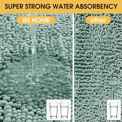 Ultra Soft Chenille Bathroom Rug Set Non Slip, Thick and Absorbent 3 Piece