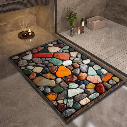 Stone Design Diatomite Bath Mat, Non-Slip Shower Mat, Absorbent, Quick Dry