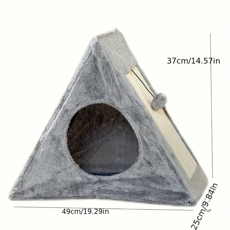 Pet bed Suitable for cats under 15 lbs w/plush toy ball, cat scratching board