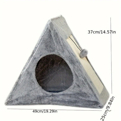 Pet bed Suitable for cats under 15 lbs w/plush toy ball, cat scratching board