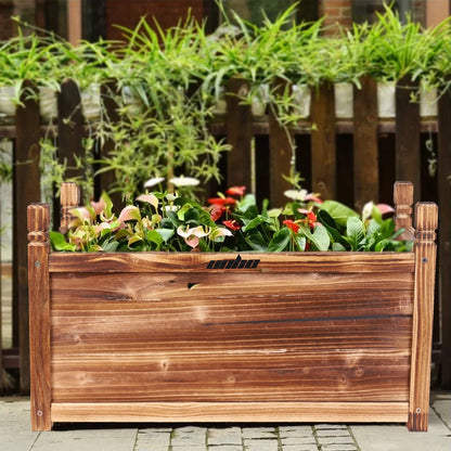 Wood Planter Box, Outdoor Raised Planter Beds, Large Patio Container