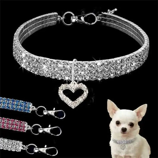 Bling Rhinestone Dog Collar Crystal Puppy and  leash