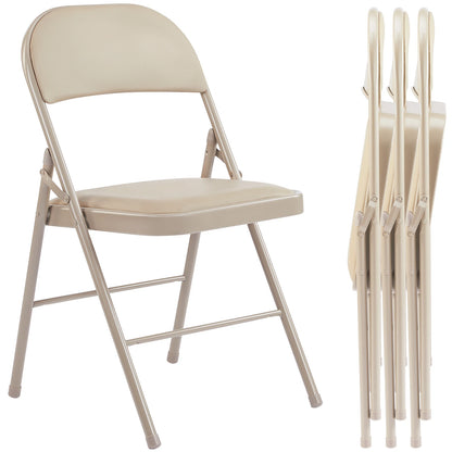 Leather Padded Folding Chairs 4 Pack Sturdy Metal