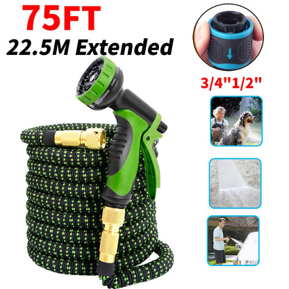 25FT Extendable Garden Water Hose Durable TPE High Pressure Hose
