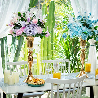 Crystal Flower Stands, Tall Metal Centerpiece Vases